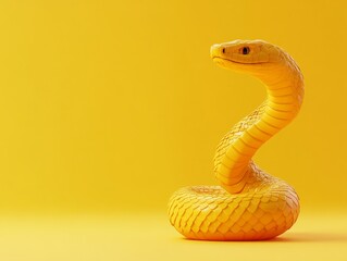 Fototapeta premium Yellow Snake 3D Render Minimalist Reptile Art, digital art, reptile snake, 3d rendering
