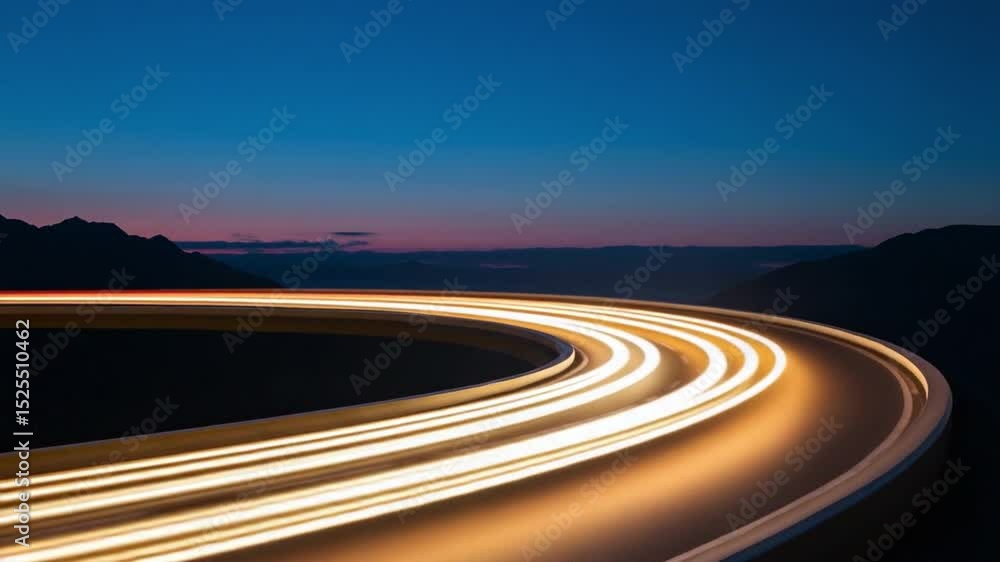 Poster illuminated path: the flowing light streaks of speeding vehicles create a captivating trail across a