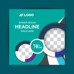 Modern Social Media Sale Promotion Banner Template with Blue and Purple Gradient Abstract Design – Editable Square Layout for Online Store, E-Commerce Marketing, Discounts, Fashion Sales, and Special 