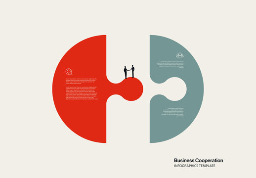 Cooperation Business Infographic Template with Jigsaw Circle Puzzle