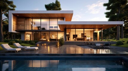 Obraz premium A photo of a modern house with surround sound