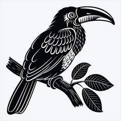 Aracari line art White background illustration Generative Ai.