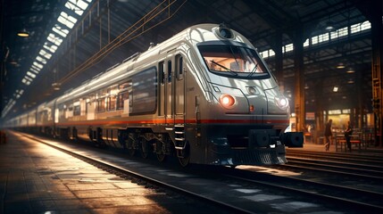 Naklejka premium A photo of a modern train in a depot