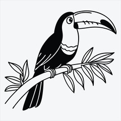 Aracari line art White background illustration Generative Ai.