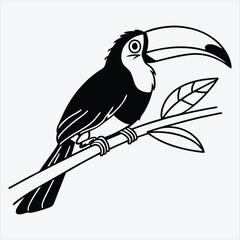 Aracari line art White background illustration Generative Ai.