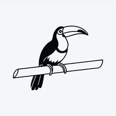 Aracari line art White background illustration Generative Ai.