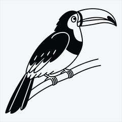 Aracari line art White background illustration Generative Ai.