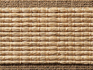 A close-up view of a natural woven mat, showcasing intricate textures and patterns.