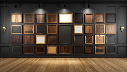 Dark room with many picture frames