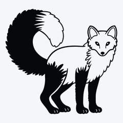 Obraz premium Arctic Fox line art White background illustration Generative Ai.