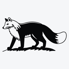 Obraz premium Arctic Fox line art White background illustration Generative Ai.
