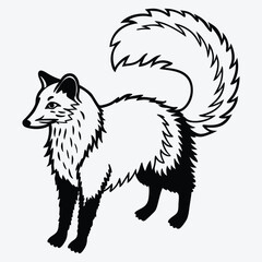 Obraz premium Arctic Fox line art White background illustration Generative Ai.