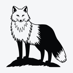 Fototapeta premium Arctic Fox line art White background illustration Generative Ai.