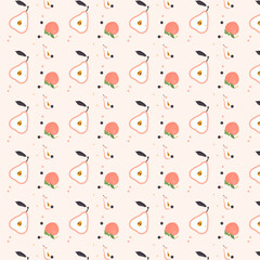 Seamless Hand-Drawn Floral Pattern Design with Vintage Botanical Flowers and Leaves – Elegant Repeating Background for Fabric, Wallpaper, Textile, and Surface Decoration