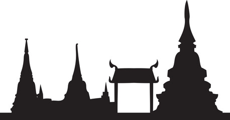 lanna style gate with pagoda, traditional Thai architecture vector for cultural tourism and spiritual projects