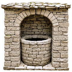 medieval stone well isolated on transparent background