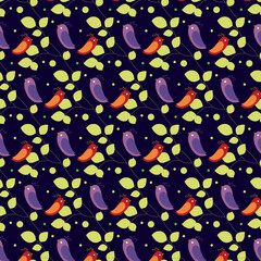 Elegant Seamless Botanical Pattern with Pink Floral Blooms and Green Foliage on Dark Background – Vintage Decorative Design for Fabric, Wallpaper, Wrapping Paper, and Textile Prints