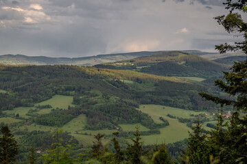 Spring view from hill Svatobor near town Susice in south west Bohemia