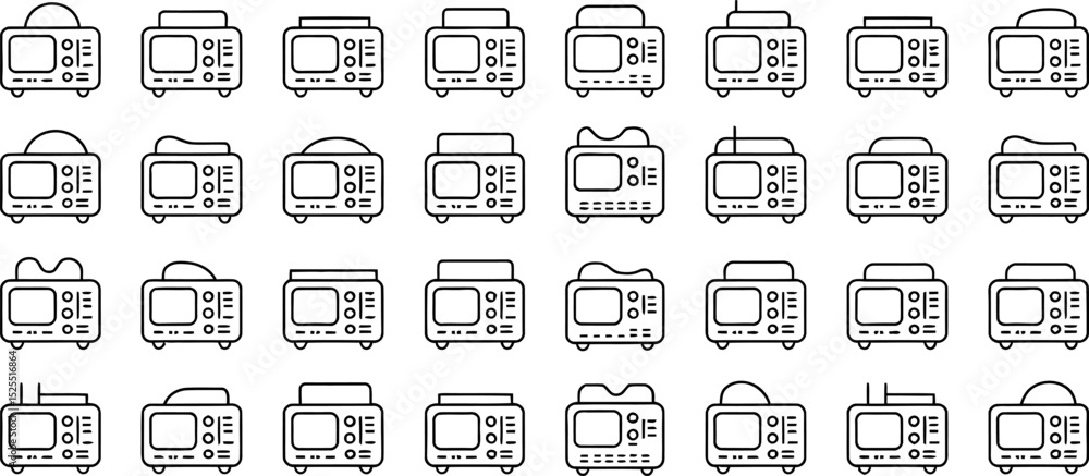 Poster diverse set of simple television icons with different antenna and design variations
