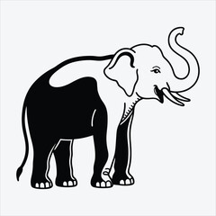 Fototapeta premium Asian Elephant line art White background illustration Generative Ai.