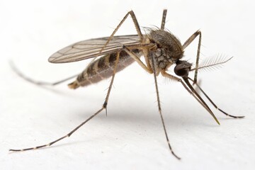 Incredible close-up of a highly detailed mosquito macro photography in a tropical paradise revealing the intricate anatomy and behavior of nature's tiny predator