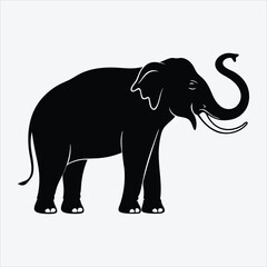 Fototapeta premium Asian Elephant line art White background illustration Generative Ai.