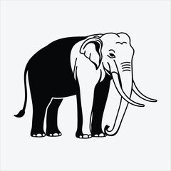 Obraz premium Asian Elephant line art White background illustration Generative Ai.