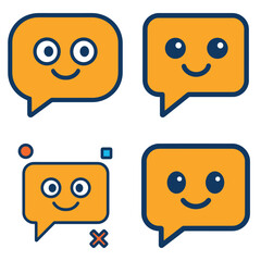 Four Cute Speech Balloon Icon Vectors Cheerful Expressions in Minimalist Design