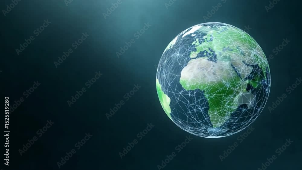 Poster global connectivity: a radiant representation of earth suspended, showcasing intricate networks and 