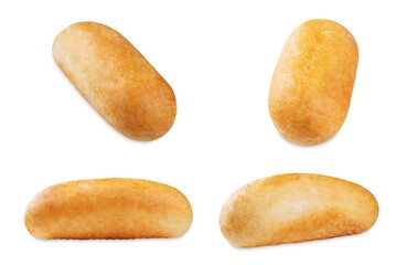 Bun in the form of stick on a white isolated background