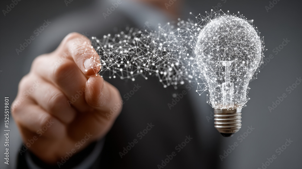 Poster cps: hands of businessman holding light bulb and cps with data network digital technology. automatio