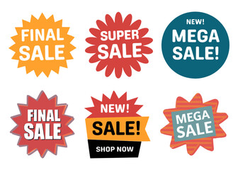 Obraz premium Highly visible vector badges for final super and mega sales with vibrant colors perfect for online and retail promotions, discounts, and special offers