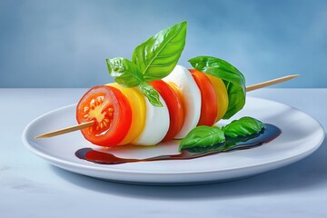 Preparing fresh caprese skewers kitchen food photography modern close-up culinary art