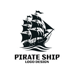 Pirate Ship Vector Logo Design