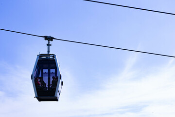 cable car cabins against the backdrop of the sky
