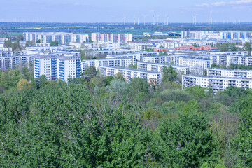 Landscape. View of houses in Berlin from the height of a tourist cable car