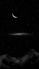 Crescent Moon, Starry Night, Celestial Wonders, Cosmic Beauty A Night Sky Photography Masterpiece