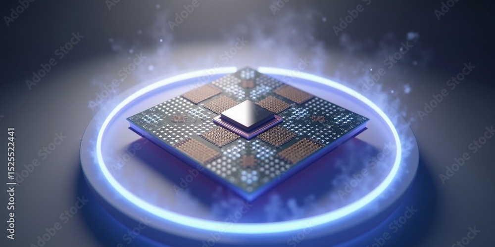 Poster abstract close-up of futuristic computer circuit board