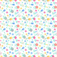 Obraz premium Seamless Christmas Icon Pattern Design with Holiday Silhouettes – Reindeer, Santa Claus, Snowflakes, Trees, and Festive Symbols on Transparent Background for Wrapping Paper, Fabric, and Digital Projec