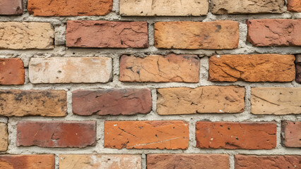 Obraz premium Close up of a rustic brick wall with varying colors and textures