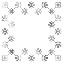 Silver metal frame with flowers isolated on white. Vector square frame. Frame for text, certificate, pictures, postcard. Element for design. Gold, luxury 