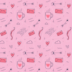 Seamless Floral Pattern with Pink Roses, Green Leaves and White Flowers on Dark Green Background Elegant Botanical Vintage Style for Fabric, Wallpaper, Gift Wrap, and Textile Design