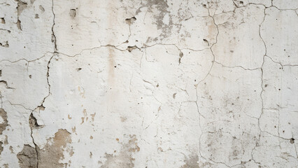 Obraz premium Cracked and peeling white paint texture on an old concrete wall