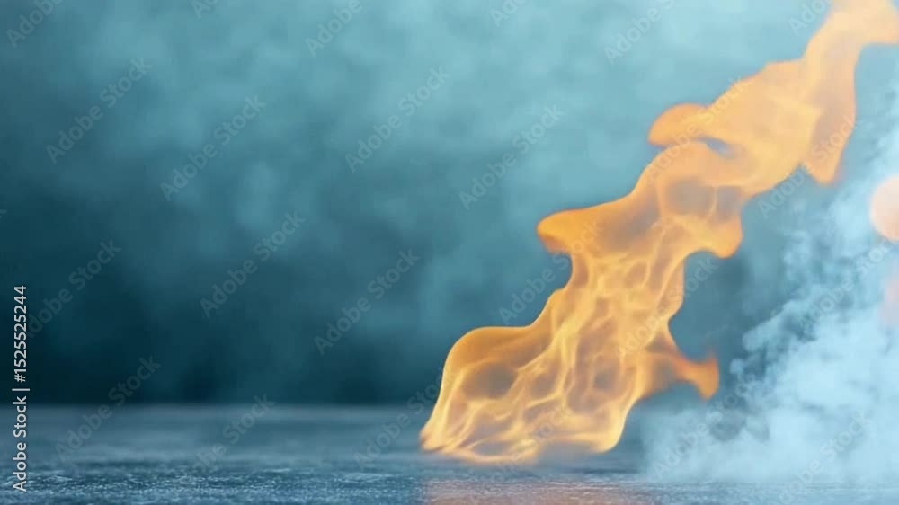 Aufkleber flame's dance: a vibrant flame leaps gracefully from a reflective surface against a background of at