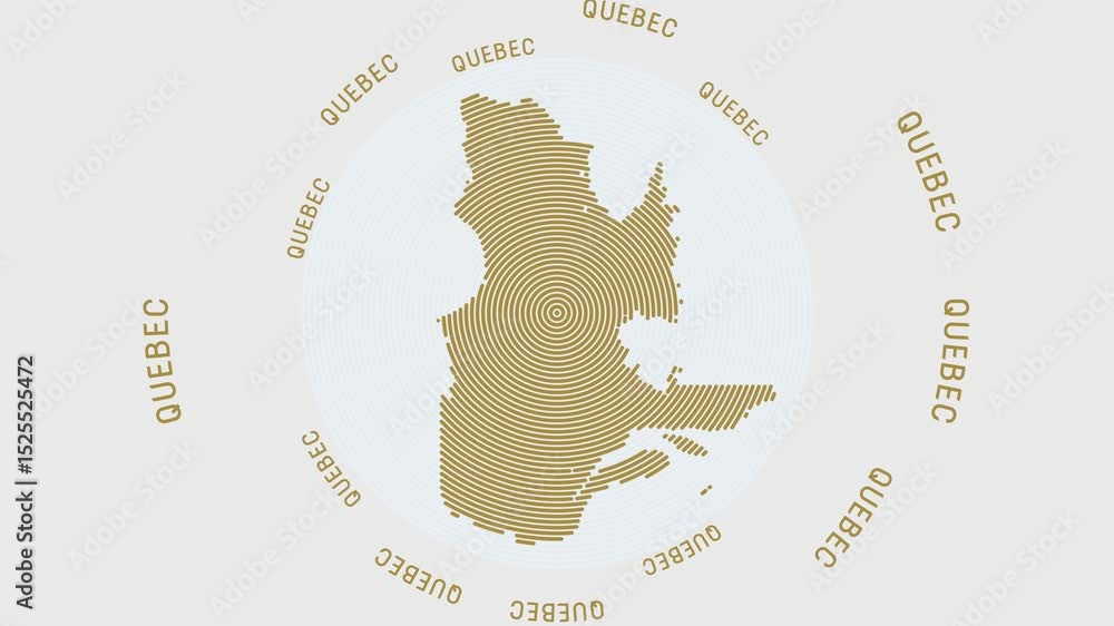 Aufkleber quebec shape with dynamic circles visual effect. animation of quebec logo appearing from rotating ri