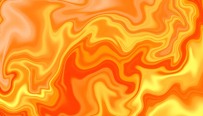 Abstract fluid art design featuring vibrant orange and yellow swirls, creating a dynamic and energetic visual experience, ideal for backgrounds and creative projects