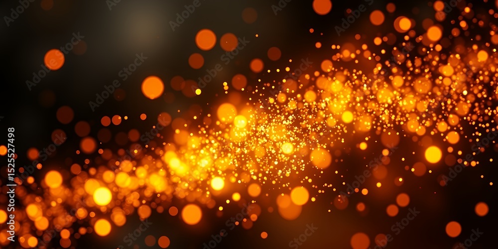 Poster a vibrant display of golden bokeh lights scattered across a dark background creating a dreamy effect