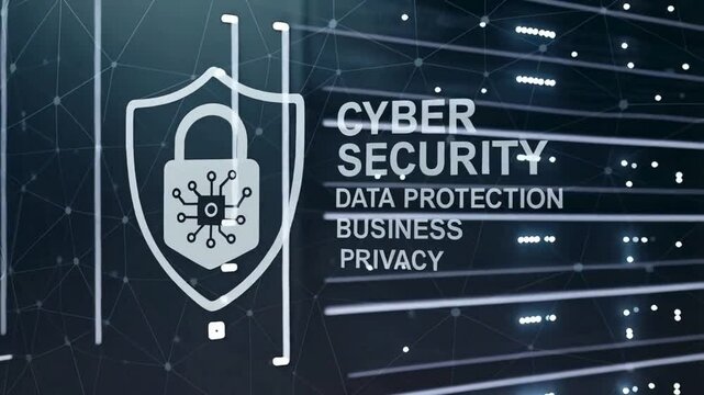 4K Cyber Security Data Protection Animation &ndash; Futuristic Server Privacy and Business Tech Interface Background

