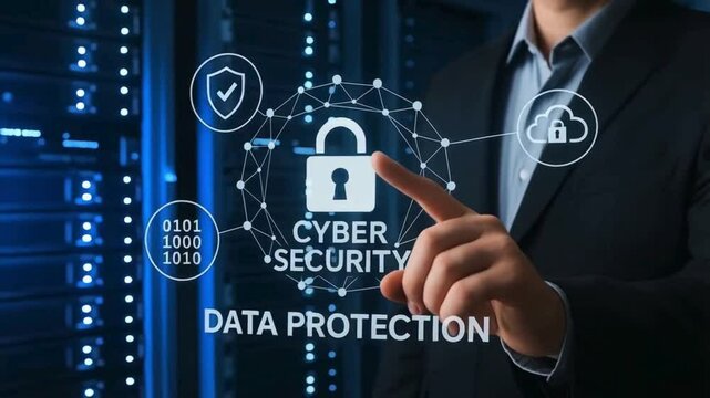 Digital Firewall and Server Lockdown in 4K &ndash; Cybersecurity and Privacy Shield for Business Tech Concepts

