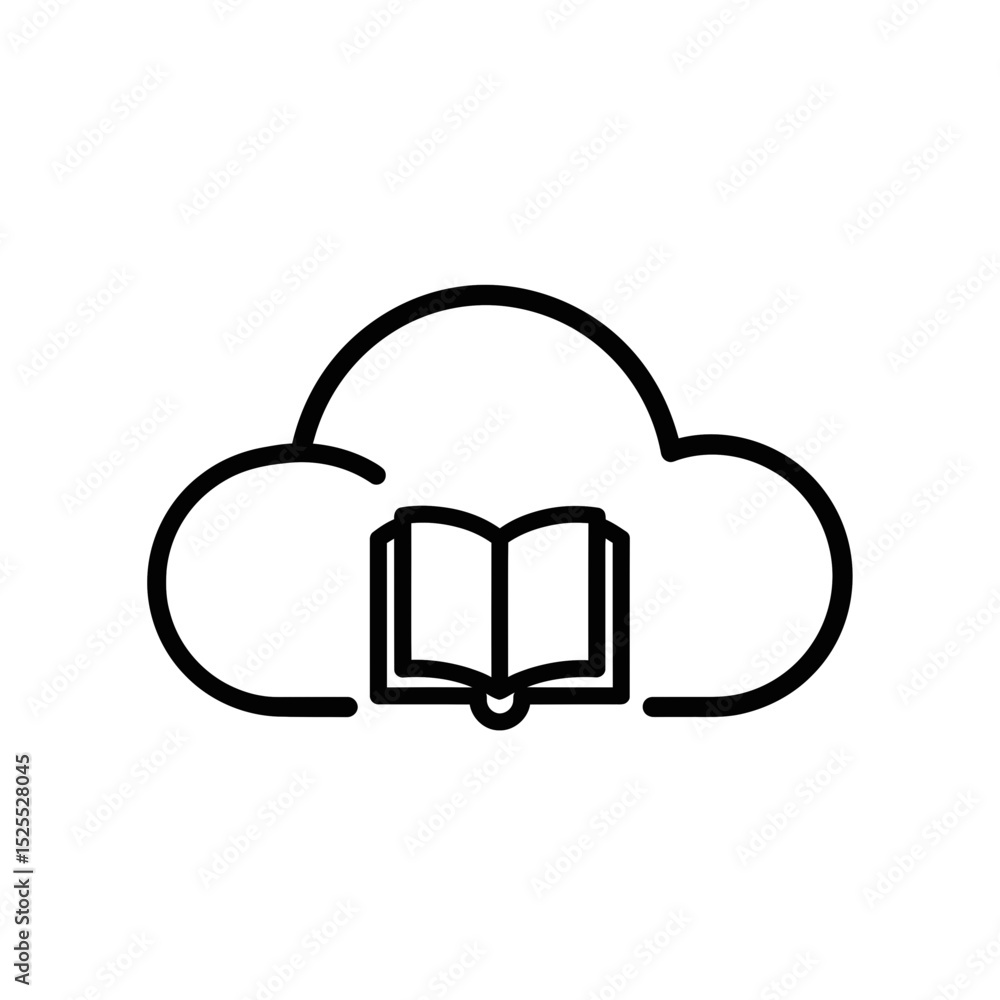 Poster cloud computing book icon in minimalist line style